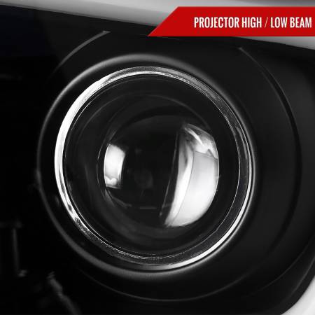 Spec'D Tuning Products - Spec-D 2014-2021 Toyota Tundra LED C-Bar Projector Headlights w/ LED Turn Signal Lights (Matte Black Housing/Clear lens))