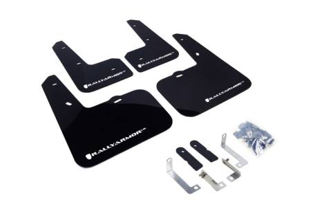 Rally Armor - Rally Armor 12-13 Hyundai Veloster UR Black Mud Flap w/ White Logo