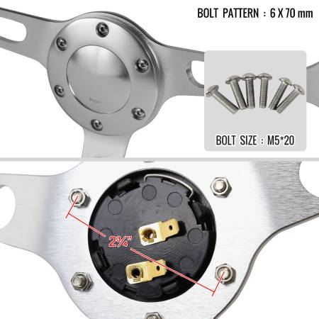 Spec'D Tuning Products - Spec-D 380mm 2" Deep Dish Aluminum 3-Spoke Wood Plastic Composite Steering Wheel