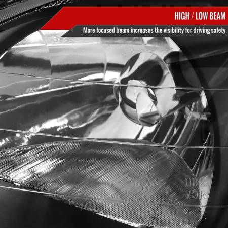 Spec'D Tuning Products - Spec-D 1999-2000 Honda Civic Crystal Headlights w/ Amber Reflector (Matte Black Housing/Clear Lens)