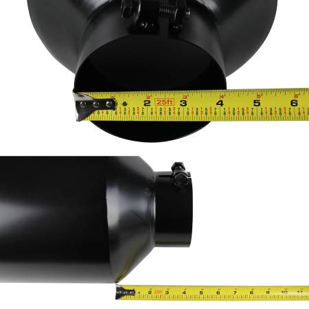 Spec'D Tuning Products - Spec-D Universal 4" Inlet/8" Outlet Black Stainless Steel Bolt-On Angled Exhaust Tip