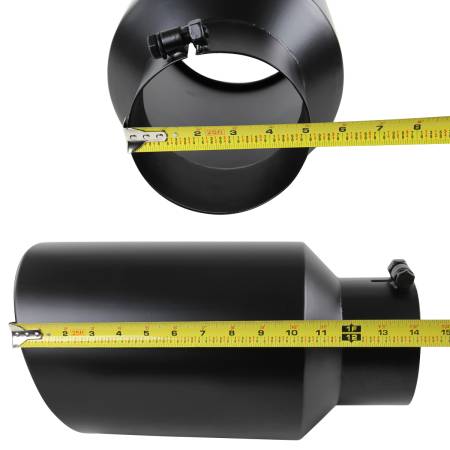 Spec'D Tuning Products - Spec-D Universal 5" Inlet/8" Outlet Black Stainless Steel Bolt-On Angled Exhaust Tip