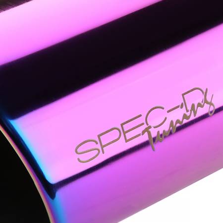 Spec'D Tuning Products - Spec-D Universal 2.5" Inlet/4.125" Outlet Rainbow Stainless Steel Angled Burnt Purple Exhaust Tips - 2PC