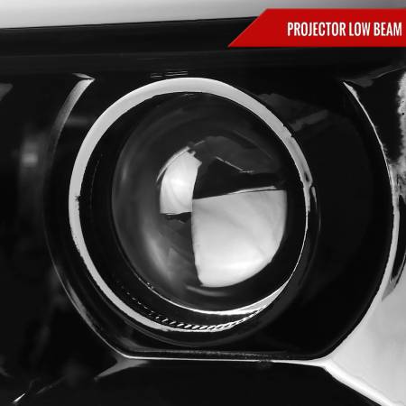 Spec'D Tuning Products - Spec-D 2007-2013 GMC Sierra 1500 / 2007-2014 Sierra 1500HD 2500HD 3500HD / 2009-2013 Sierra 1500 Hybrid LED C-Bar Projector Headlights (Jet Black Housing/Clear Lens)
