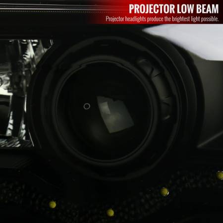 Spec'D Tuning Products - Spec-D 1999-2004 Ford F-250/F-350/F-450/F-550/Excursion Projector Headlights w/ SMD LED Light Strip (Black Housing/Smoke Lens)