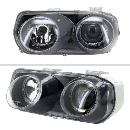 Spec'D Tuning Products - Spec-D 1994-1997 Acura Integra 3DR/4DR Dual Halo Projector Headlights (Matte Black Housing/Clear Lens)