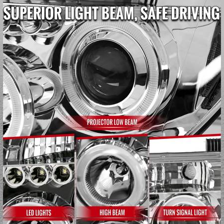 Spec'D Tuning Products - Spec-D 2005-2007 Nissan Pathfinder/ 2005-2008 Frontier Dual Halo Projector Headlights (Chrome Housing/Clear Lens)