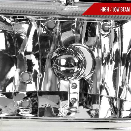 Spec'D Tuning Products - Spec-D 1997-2004 Dodge Dakota/ 1998-2003 Durango Crystal Headlights w/ Amber Reflector (Chrome Housing/Clear Lens)
