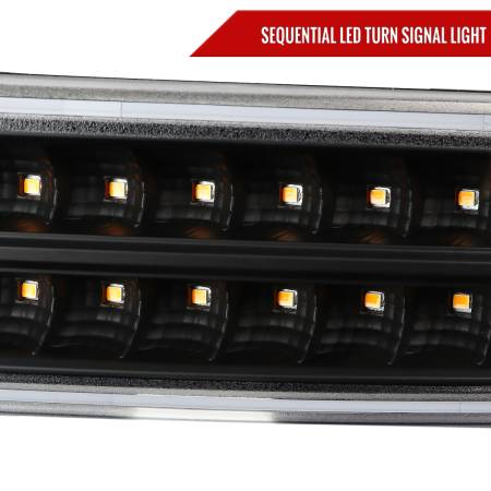 Spec'D Tuning Products - Spec-D 1999-2007 GMC Sierra/Yukon/Yukon XL Bumper Lights w/ Sequential Turn Signal Lights (Matte Black Housing/Clear Lens)