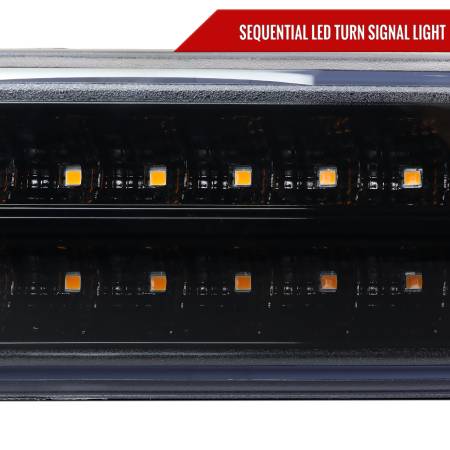 Spec'D Tuning Products - Spec-D 1999-2007 GMC Sierra/Yukon/Yukon XL Bumper Lights w/ Sequential Turn Signal Lights (Glossy Black Housing/Smoke Lens)