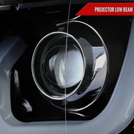 Spec'D Tuning Products - Spec-D 2014-2015 Chevrolet Silverado 1500 LED U-Bar Projector Headlights w/ LED Turn Signal Lights (Glossy Black Housing/Smoke Lens)