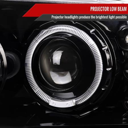 Spec'D Tuning Products - Spec-D 1999-2004 Ford F-250/F-350/F-450/F-550/Excursion Dual Halo Projector Headlights (Jet Black Housing/Clear Lens)