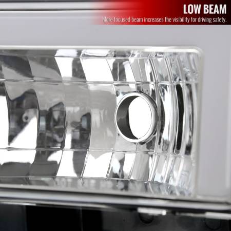 Spec'D Tuning Products - Spec-D 1988-1998 Chevrolet/GMC C10 C/K LED Strip Factory Style Headlights (Chrome Housing/Clear Lens)