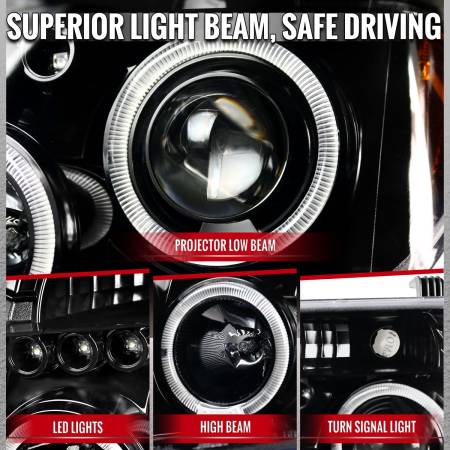 Spec'D Tuning Products - Spec-D 2005-2007 Nissan Pathfinder/ 2005-2008 Frontier Dual Halo Projector Headlights (Jet Black Housing/Clear Lens)