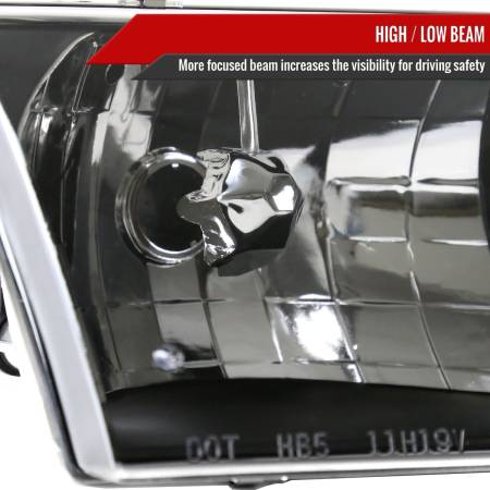 Spec'D Tuning Products - Spec-D 1998-2011 Ford Crown Victoria Factory Style Headlights w/ Corner Signal Lights (Matte Black Housing/Clear Lens)