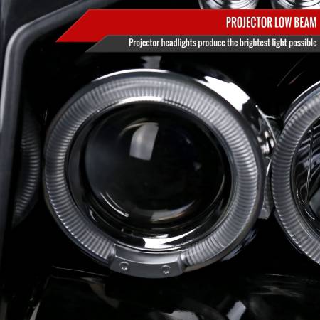 Spec'D Tuning Products - Spec-D 2001-2004 Nissan Frontier Dual Halo Projector Headlights (Glossy Black Housing/Smoke Lens)