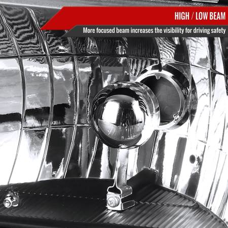 Spec'D Tuning Products - Spec-D 1991-1996 Chevrolet Caprice / 1994-1996 Impala Factory Style Crystal Headlights w/ Corner Signal Lights (Matte Black Housing/Clear Lens)