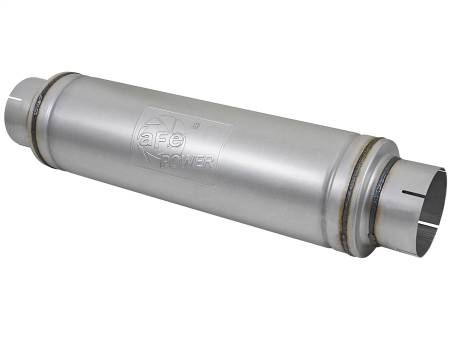 aFe Power (Advanced FLOW Engineering) - aFe ATLAS Aluminized Steel Muffler 5in Center/Center 24in L x 7in Diameter - Round Body