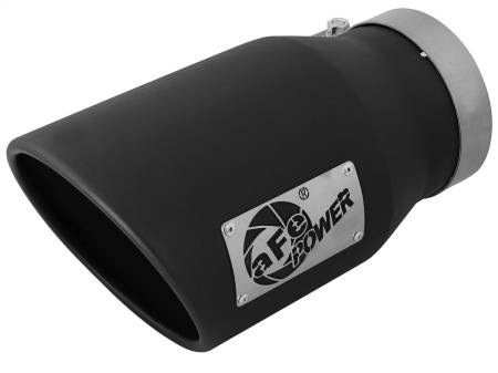 aFe Power (Advanced FLOW Engineering) - aFe MACHForce XP 5in 304 Stainless Steel Exhaust Tip 5 In x 7 Out x 12L in Bolt On Right - Black