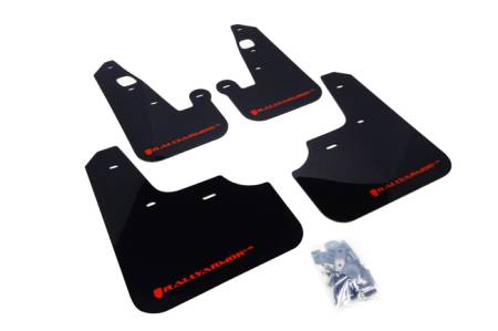 Rally Armor - Rally Armor 2007+ Mitsubishi Lancer (doesn't fit Sportback) UR Black Mud Flap w/ Red Logo