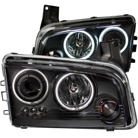 ANZO Headlights, Tail Lights and More  - ANZO 2006-2010 Dodge Charger Projector Headlights w/ Halo Chrome (CCFL)