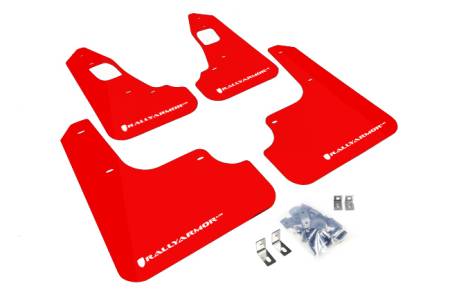 Rally Armor - Rally Armor 2008+ Mitsubishi EVO X UR Red Mud Flap w/ White Logo