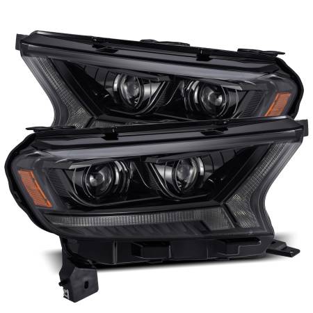 AlphaRex - AlphaRex 19-21 Ford Ranger LUXX LED Proj Headlights Plank Style Alpha Black w/Seq Signal/DRL
