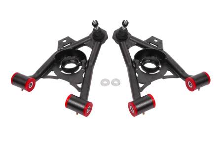 BMR Suspension - BMR 94-04 Ford Mustang Non-Adj. A-Arms Lower (Poly) w/ Spring Pocket - Black Hammertone