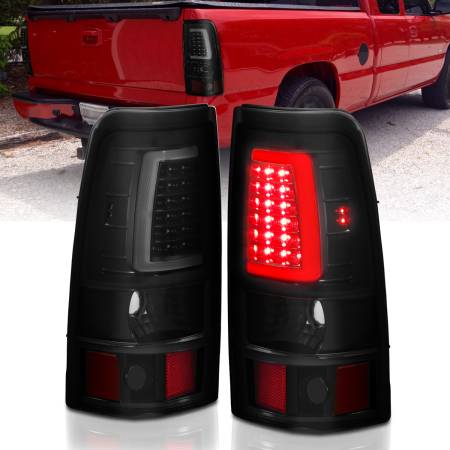 ANZO Headlights, Tail Lights and More  - ANZO 2003-2006 Chevy Silverado 1500 LED Taillights Plank Style Black w/Smoke Lens