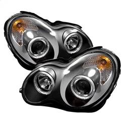 Spyder Auto - Spyder Mercedes Benz C-Class 01-05 4 DrProjector Headlights Halogen LED Halo Blk PRO-YD-MBW203-HL-BK