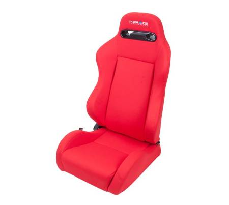 NRG Innovations - NRG Innovations Sport Seats (Pair) Type-R Cloth w/NRG Logo - Red w/Red Stitch