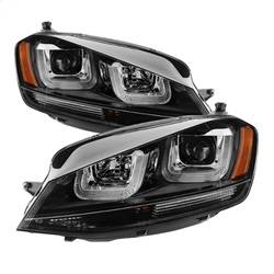 Spyder Auto - Spyder Volkswagen Golf VII 14-16 Projector Headlights DRL LED Blk Stripe Blk PRO-YD-VG15-BLK-DRL-BK