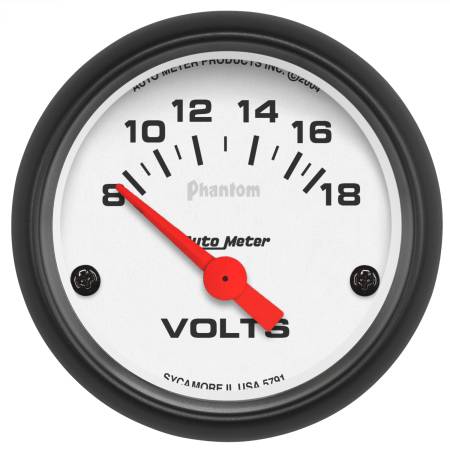 AutoMeter - AutoMeter Phantom 52mm 8-18V Electronic Voltmeter Gauge