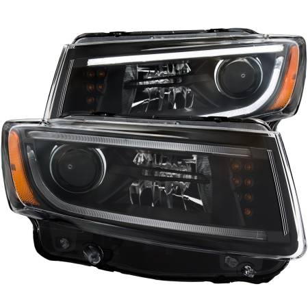 ANZO Headlights, Tail Lights and More  - ANZO 2014-2015 Jeep Grand Cherokee Projector Headlights w/ Plank Style Design Black