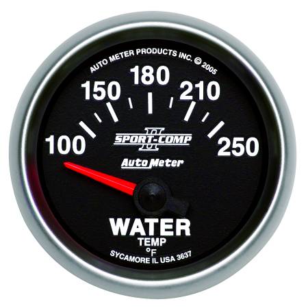 AutoMeter - AutoMeter Sport-Comp II 52mm 100-250 F Short Sweep Electronic Water Temperature Gauge