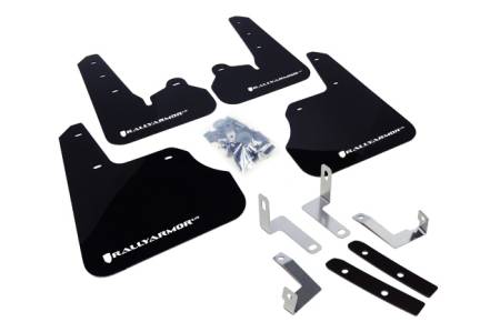 Rally Armor - Rally Armor 12+ Subaru Impreza 5dr Hatch/4dr Sedan UR Black Mud Flap w/ White Logo