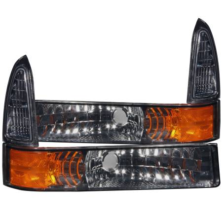 ANZO Headlights, Tail Lights and More  - ANZO 2000-2004 Ford Excursion Euro Parking Lights Smoke w/ Amber Reflector