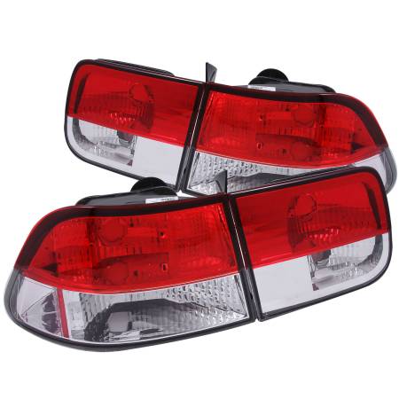 ANZO Headlights, Tail Lights and More  - ANZO 1996-2000 Honda Civic 2DR Taillights Red/Clear