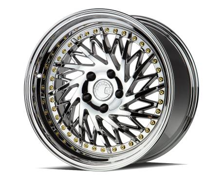 AodHan Wheels - Aodhan Wheels Rim DS03 18x9.5 (Passenger Side) 5x114.3 73.1CB ET30 Vacuum Chrome w/Gold Rivets