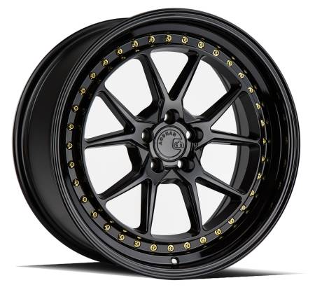 AodHan Wheels - Aodhan Wheels Rim DS08 18x8.5 5x114.3 73.1CB ET35 Gloss Black W /Gold Rivets