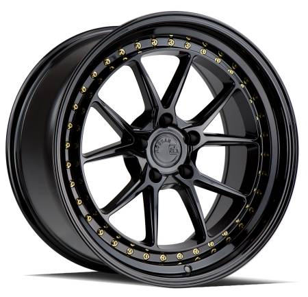 AodHan Wheels - Aodhan Wheels Rim DS08 19x8.5 5x120 72.6CB ET35 Gloss Black W /Gold Rivets