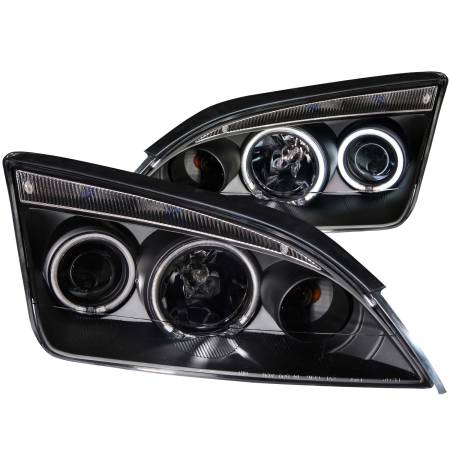 ANZO Headlights, Tail Lights and More  - ANZO 2005-2007 Ford Focus Projector Headlights w/ Halo Black