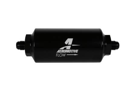 Aeromotive - Aeromotive In-Line Filter - (AN-6 Male) 10 Micron Fabric Element Bright Dip Black Finish