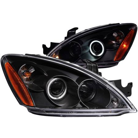 ANZO Headlights, Tail Lights and More  - ANZO 2004-2007 Mitsubishi Lancer Projector Headlights w/ Halo Black (CCFL)