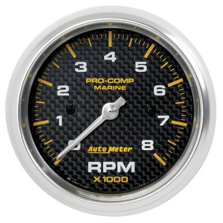 AutoMeter - AutoMeter Marine Carbon Fiber 3-3/8in 8k RPM Tachometer