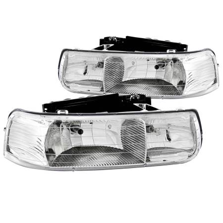 ANZO Headlights, Tail Lights and More  - ANZO 1999-2002 Chevrolet Silverado 1500 Crystal Headlights Chrome