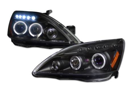 I3 Enterprise - I3 03-05 Honda Accord Halo Projector Headlights W/Led W/Amber (Jdm Black)