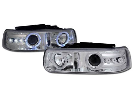I3 Enterprise - I3 99-02 Chevy Silverado/00-05 Chevy/Gmc Suburban/Tahoe Halo Projector Headlights W/Led (Chrome)