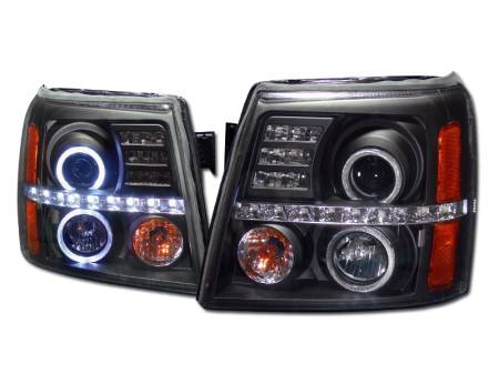 I3 Enterprise - I3 02-06 Cadillac Escalade Halo Projector Headlights W/Led W/Amber (Black)