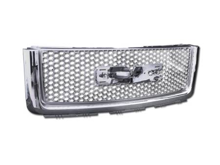 I3 Enterprise - I3 07-12 Gmc Sierra/07-11 Sierra Denali Round Hole Style Front Grill W/Logo Base (Chrome)